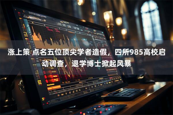 涨上策 点名五位顶尖学者造假，四所985高校启动调查，退学博士掀起风暴